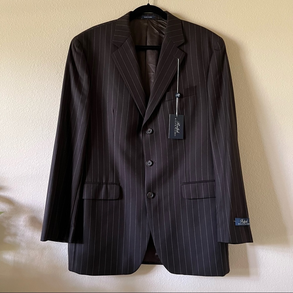 NWT Vintage Ralph Ralph Lauren Mens Wool Brown 3-button Single Breast Blazer